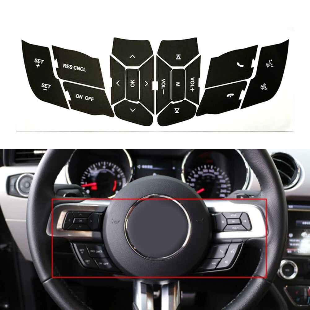 Black Button Repair Decals for for MUSTANG Steering Wheel 2015 2018 v