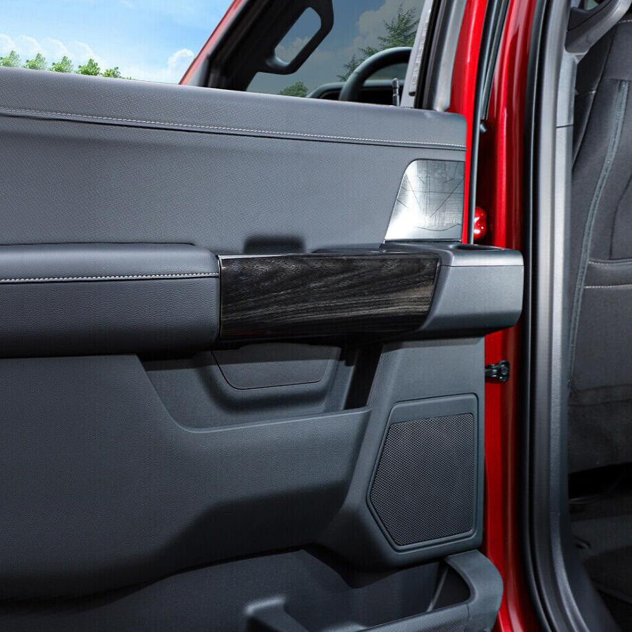 Black Wood Grain Inner Rear Door Handle Panel Trim Cover 2P For 21-23 v