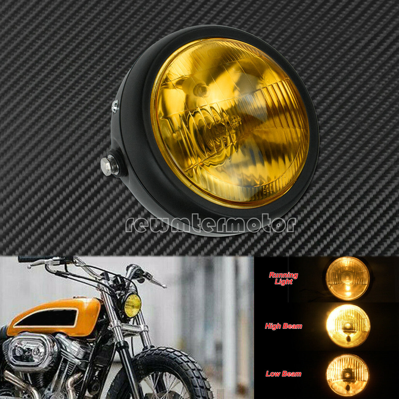 6 Round Motorcycle Headlight Grill Amber Cover Fit for Harley Copper Cafe Racer