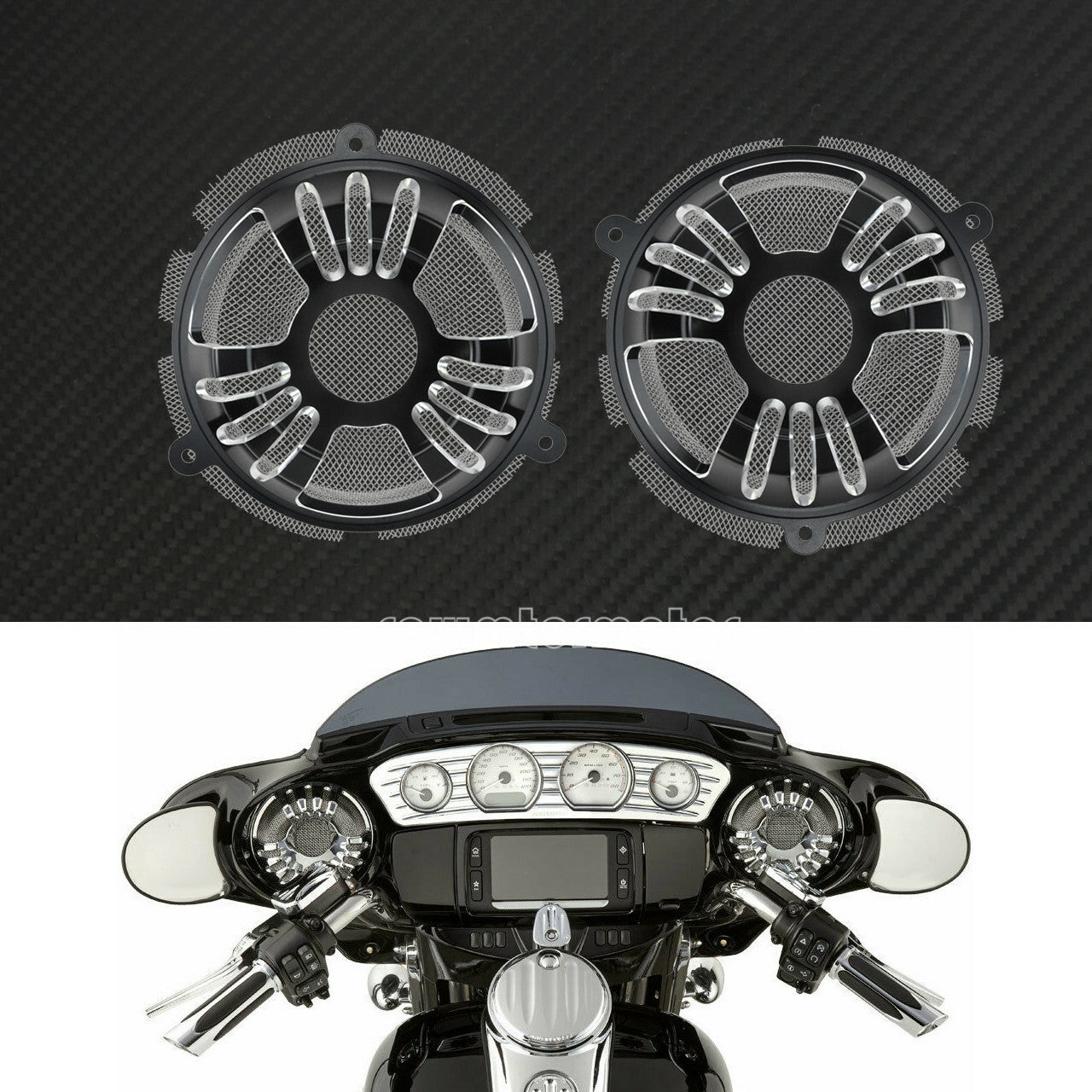 Front Speaker Grill Masks Cover Fit for Harley Touring FLHTKL CVO FLHX 2014-2019 Q