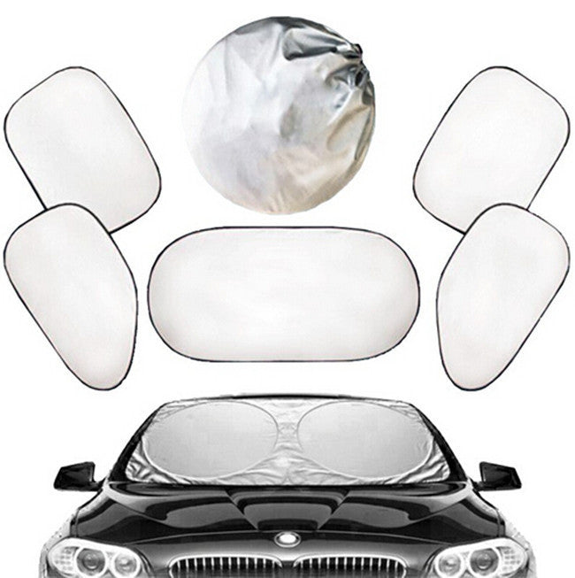 6Pcs Car Windshield Window Sun Shade Heat Block Screen Rays Folding Cover