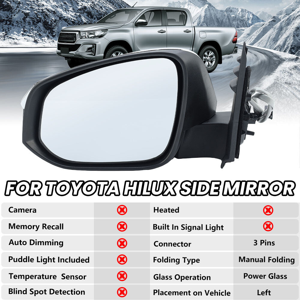 F¨¹r for Toyota Helix 2015-2020 Au?enspiegel R¨¹ckspiegel Spiegel Chrom 3 Draht Links