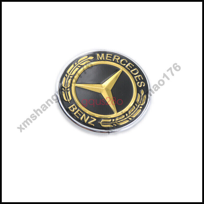 Front hood sticker badge AMG Gold Black flat Laurel wreath badge for Mercedes-Benz