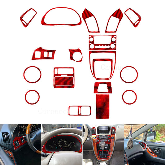 20pcs for Lexus RX300 1999-2003 Red Carbon Fiber Full Kits Interior Trim Set