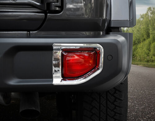 2PCS Cover Trim Chrome Rear Fog Light Lamp ABS for Jeep for Wrangler JL 2018-2020