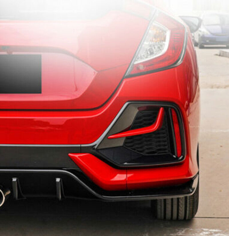 for Honda for Civic Hatchback 2016-2021 Black + Red Rear Fog Light Lamp Frame Cover