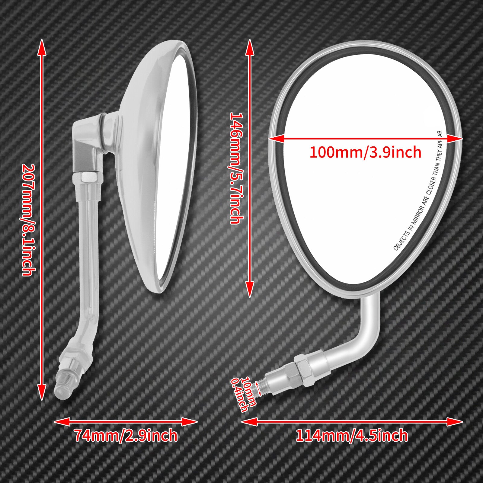 Chrome Rear View Side Mirror 10MM Fit For Indian Roadmaster Chieftain Scout 2018