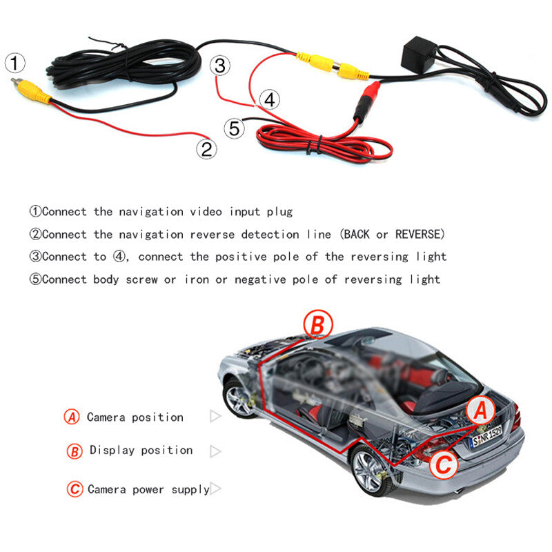 12V Practical Fisheye Lens Backup Rear View Reverse Parking Camera Night Vision v