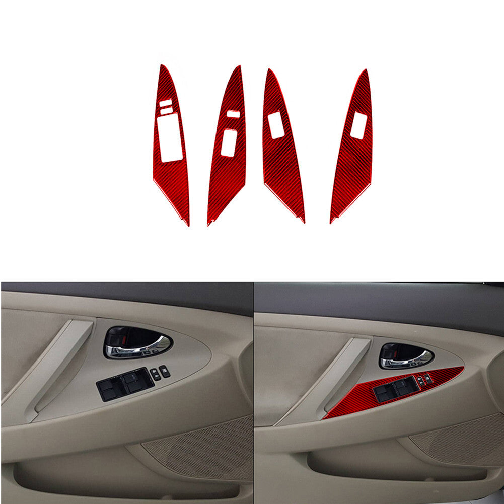 12X For Tacoma Carbon Fiber Interior Front Door Panel Cover Trim 2016-21 v