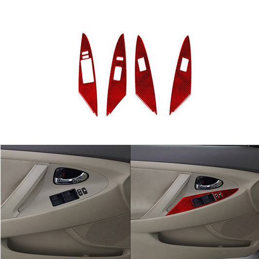 12X For Tacoma Carbon Fiber Interior Front Door Panel Cover Trim 2016-21 v