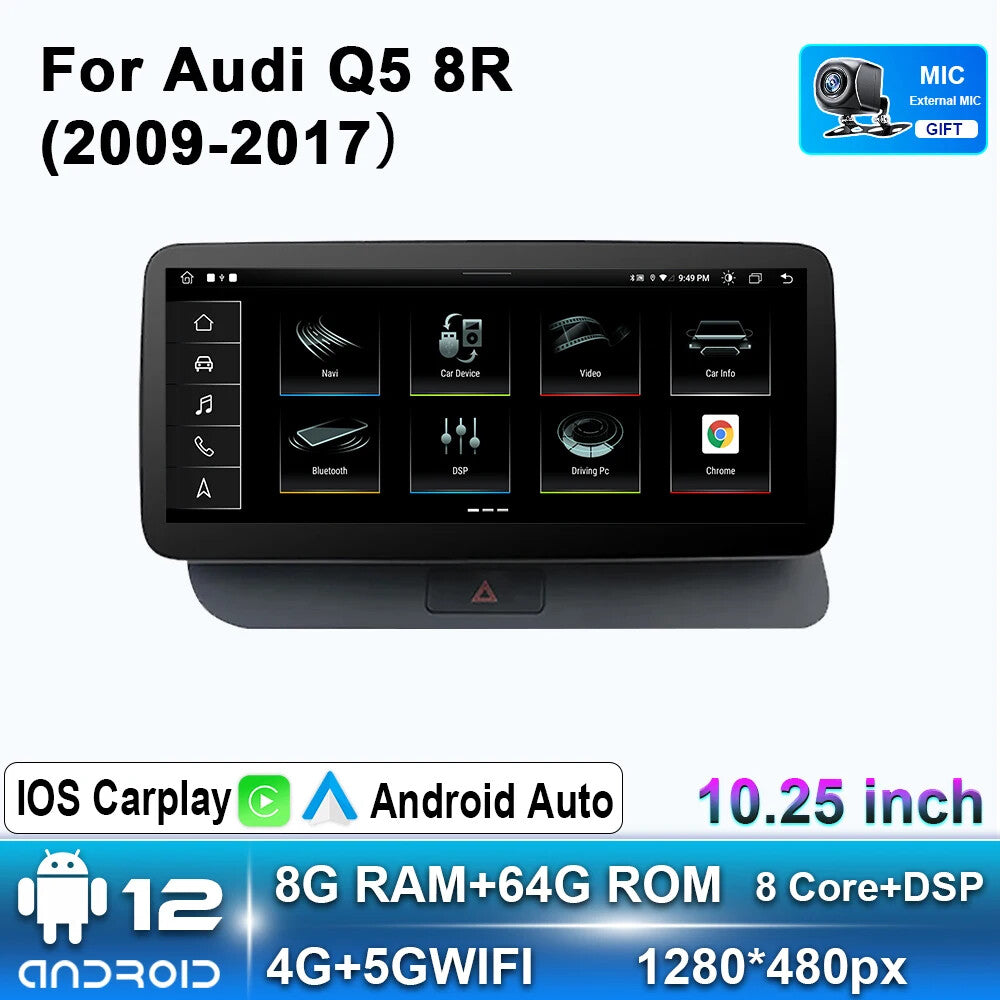 for Audi for Q5 8R 2009-2017 Car Radio CarPlay GPS Multimedia Player Stereo Screen