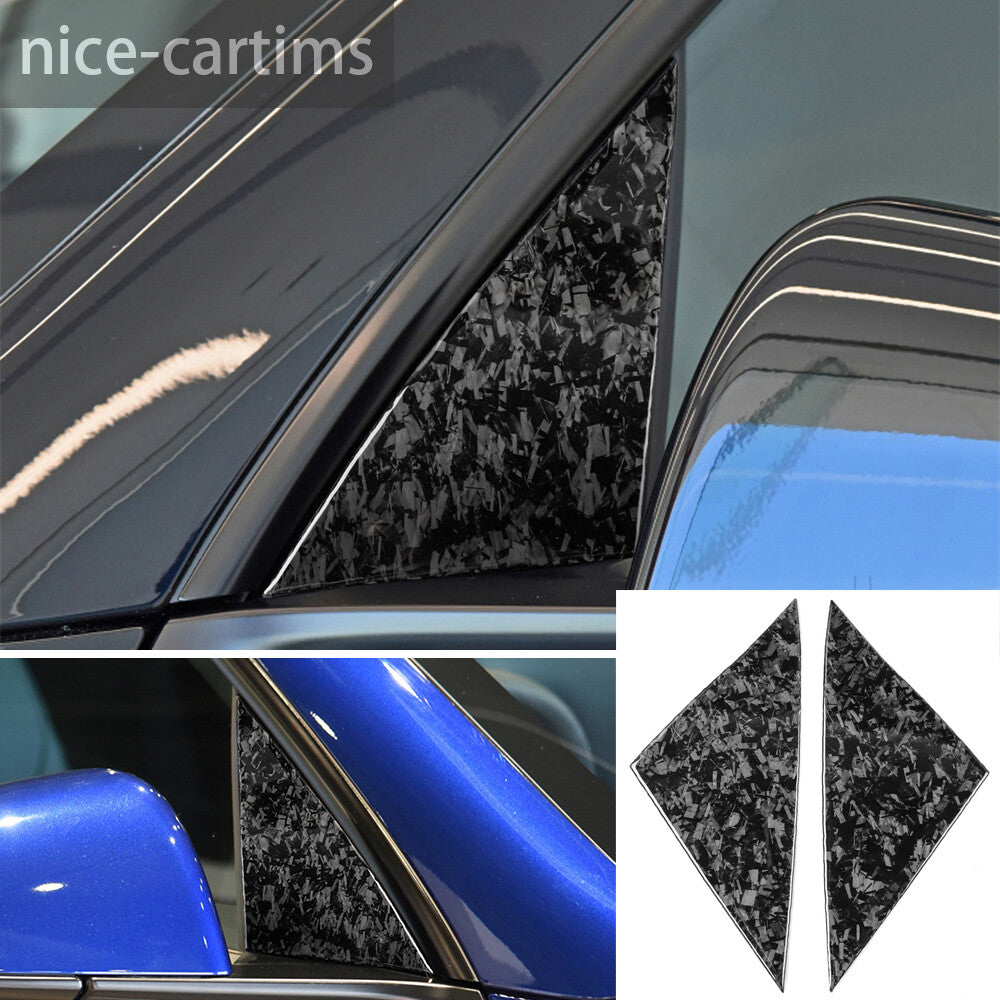 for Tesla for Model Y 2020-22 Front Door A-pillar Triangle Cover Forged Carbon Fiber