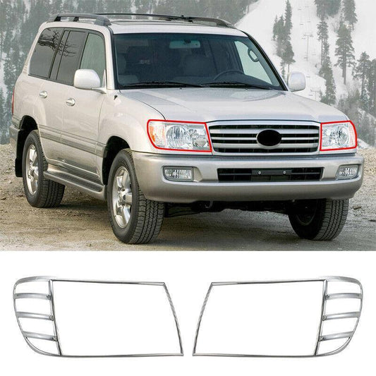 Chrome Front Head Light Lamp Frame Trim 2pcs for Toyota for Land Cruiser 2006-2007