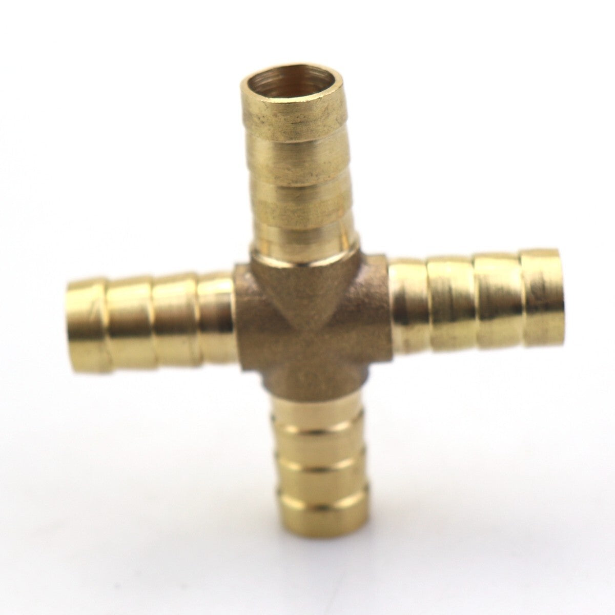 3/8 10mm HOSE BARB 4 WAY Cross Brass Pipe Fitting Thread Gas Fuel Water Air 2X