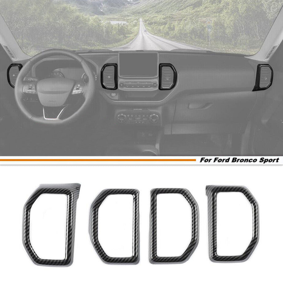 For 2021-2024 Bronco Sport Carbon Fiber Dash Air Vent Outlet Cover Trim Kit v