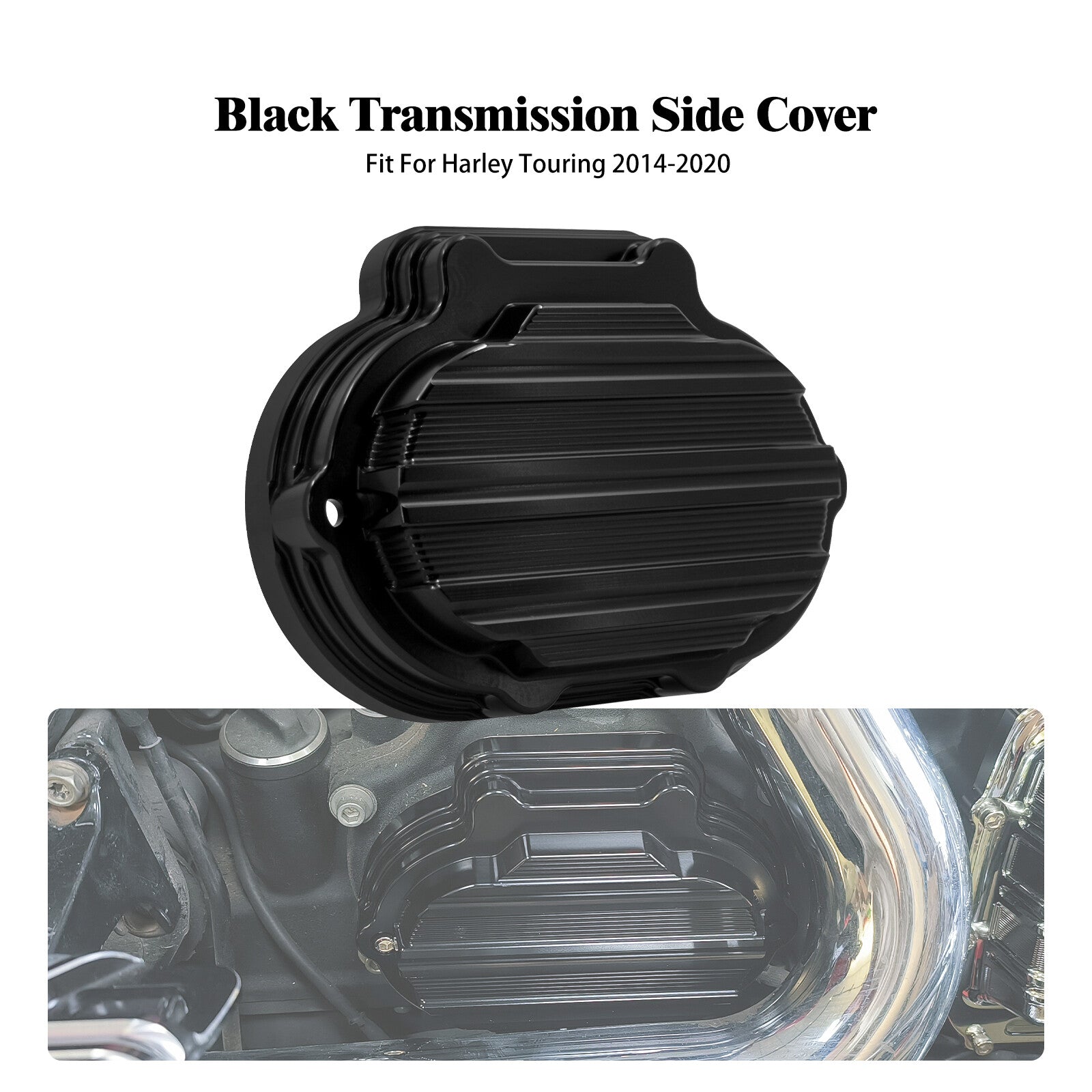 Black Gauge Transmission Side Cover for Harley Touring Electra Road Glide 14-23