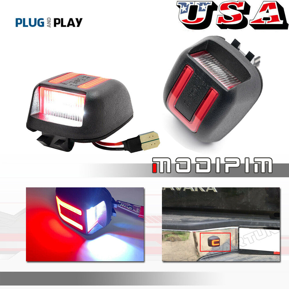 Pack White and Red LED License Plate Lights for 2008-2015 for Titan Xterra Armada - v