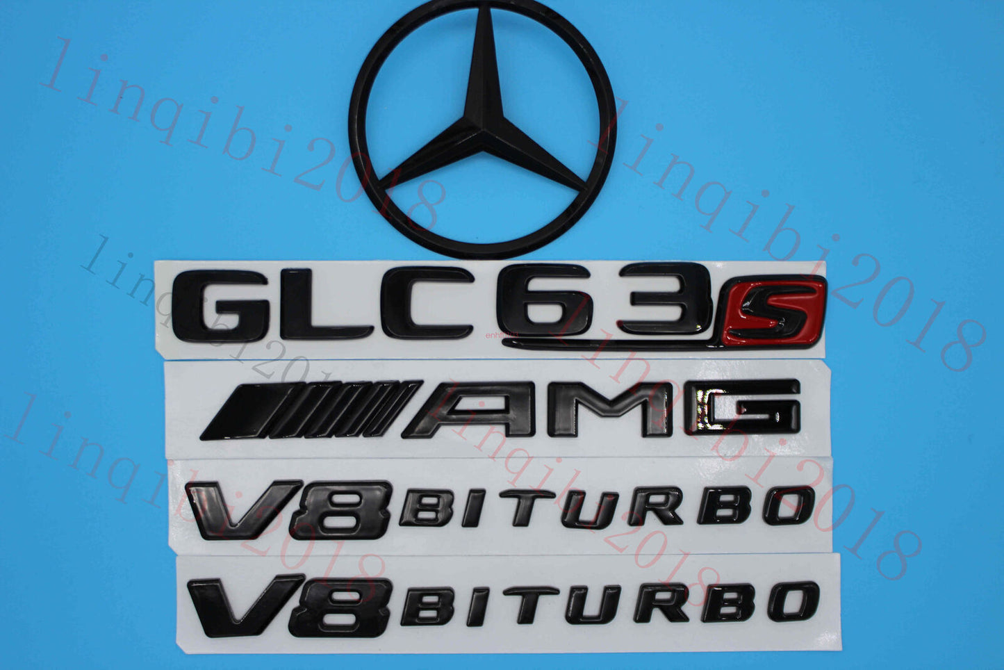 1Set GLC63s AMG Trunk Logo Sticker Decal Emblem Badge Package For W253
