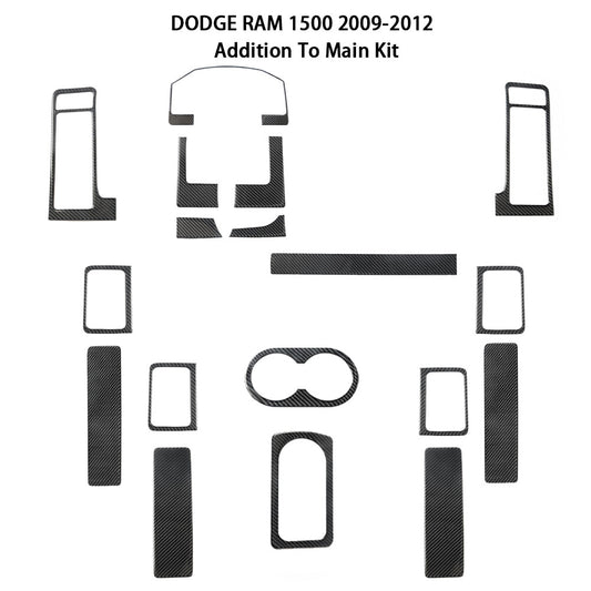 18Pcs Carbon Fiber Interior Full Set Cover Trim Kit for Dodge for Ram 1500 2009-2012