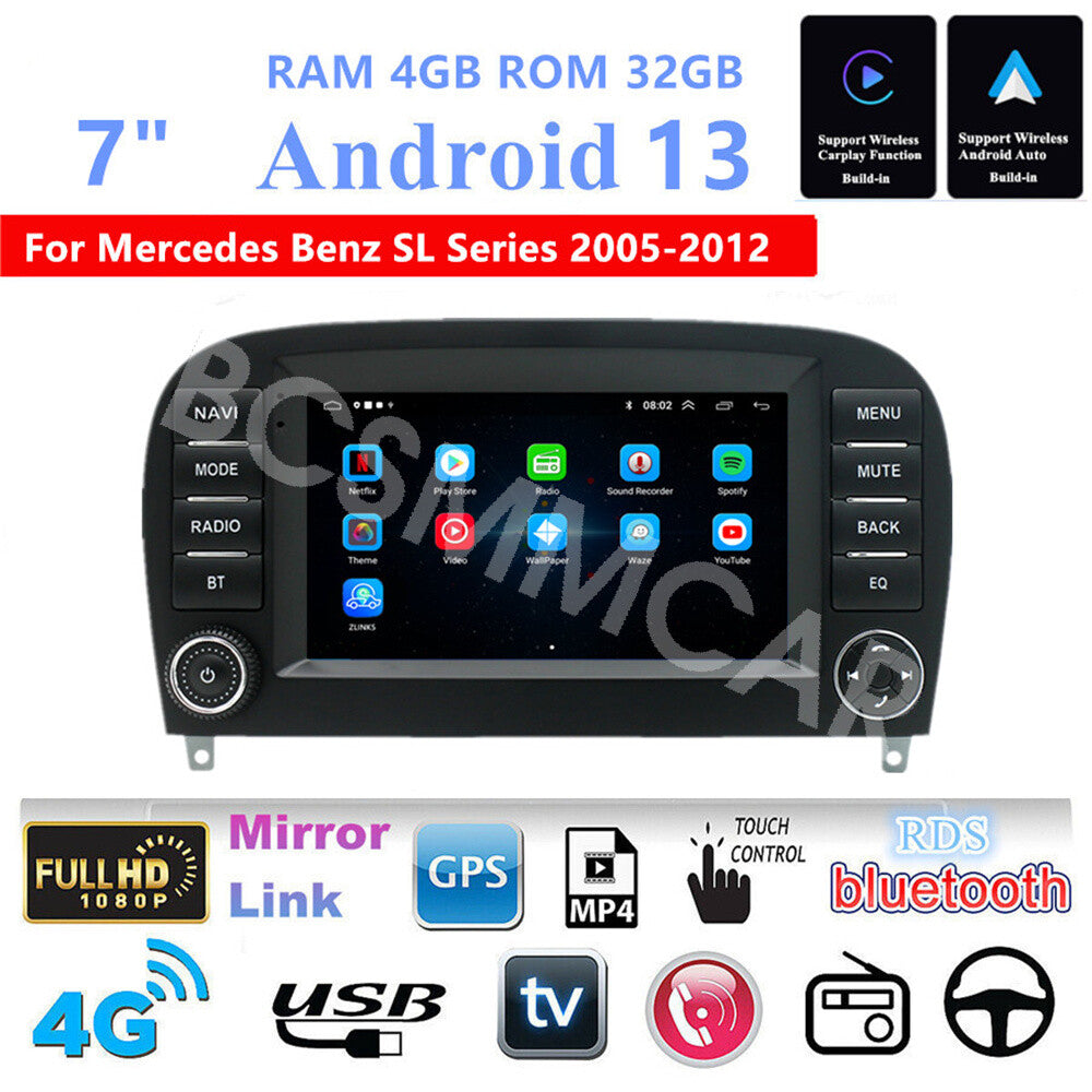 Car Radio Stereo GPS Wifi 4+32G Fit For 2005-2012 for Mercedes Benz SL350 R230