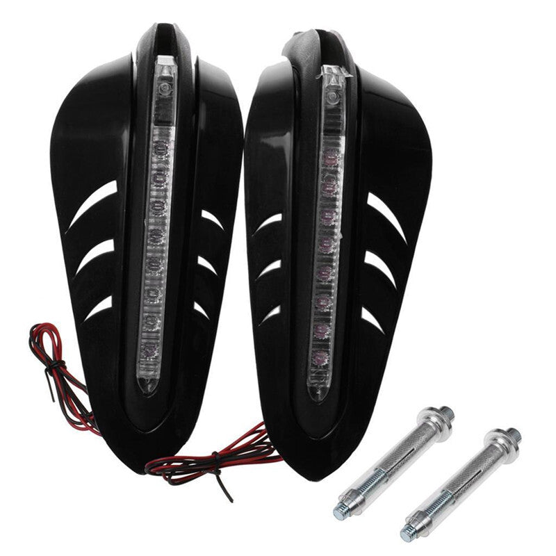 2P 7/8 22mm Motorcycle LED Handlebar Protector Cover Hand Guard White LED Light