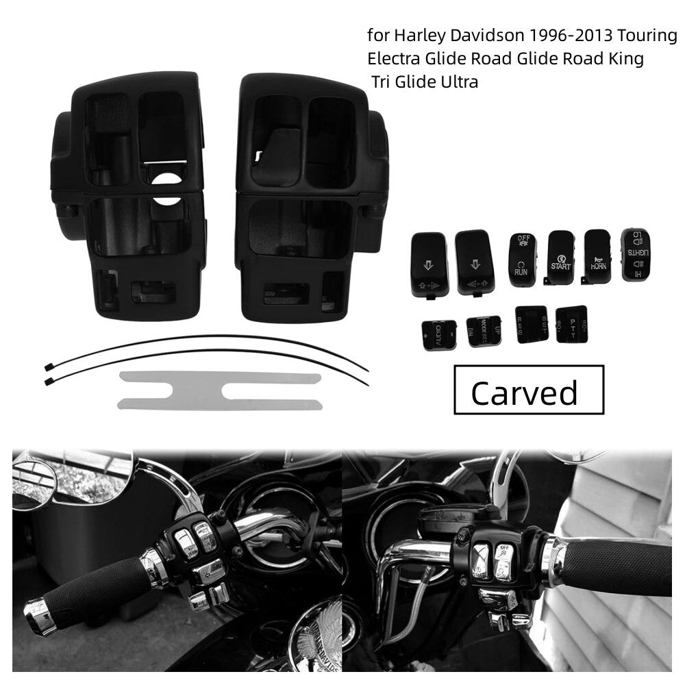 Black switch housing protective cover + hand control button cap for Harley Touring 1996 - 2013 - n