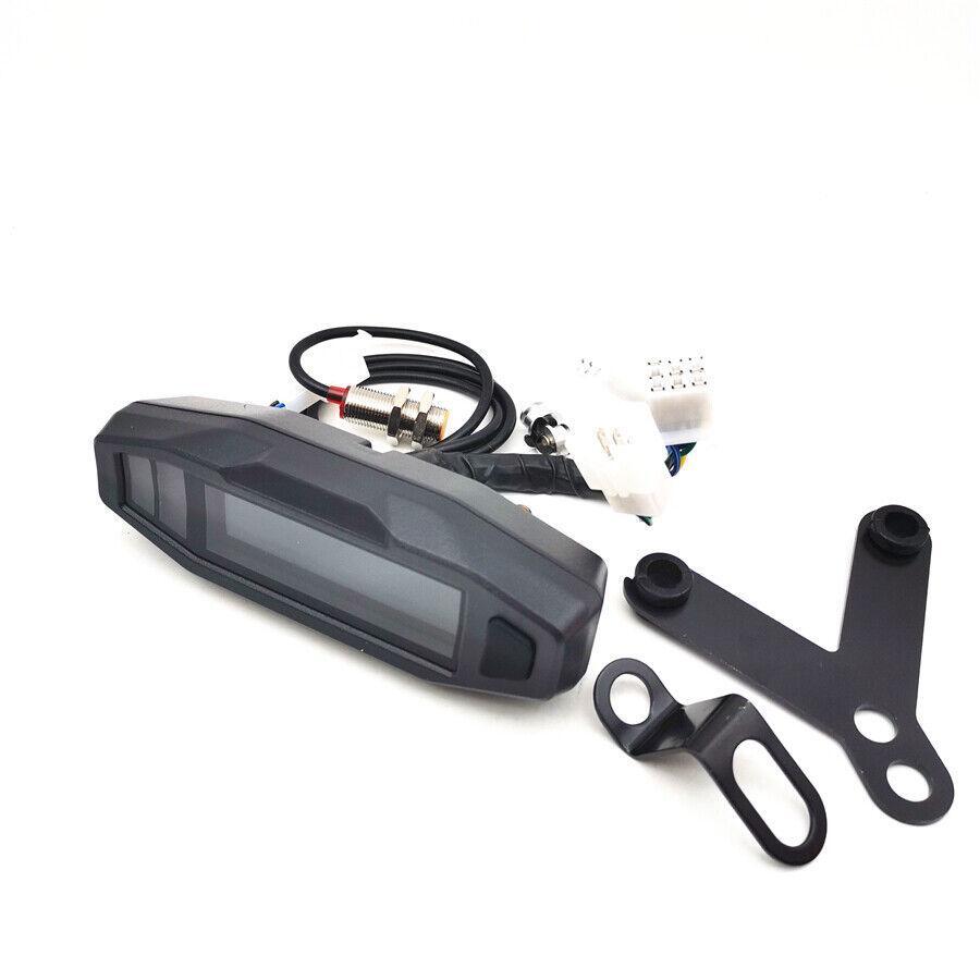 Motorcycle LCD digital speedometer, odometer, and tachometer with bracket - n