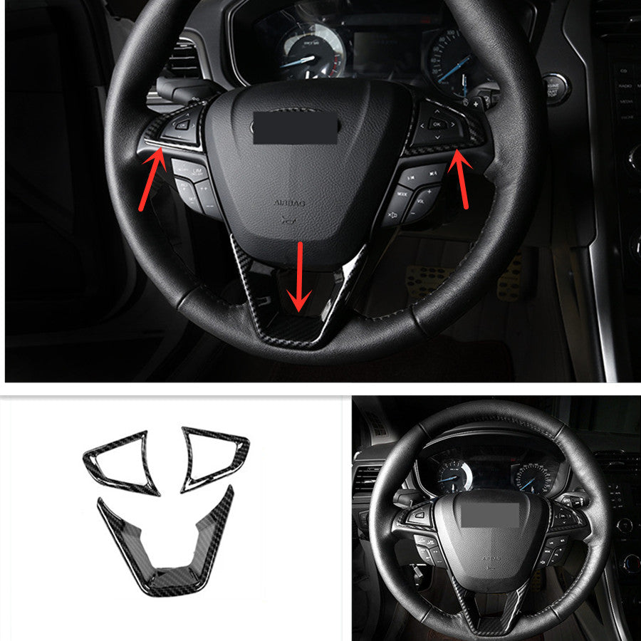 Carbon fiber Steering Wheel Trim 3pcs For EDGE 2015-2022 v