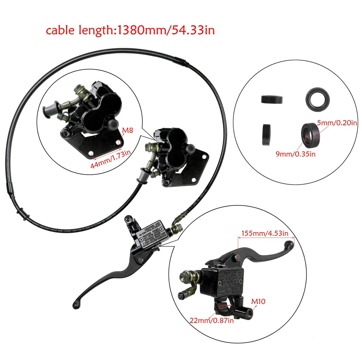 Front disc brake caliper cylinder suitable for Dirt Pit bicycles 125cc-250cc Apollo.