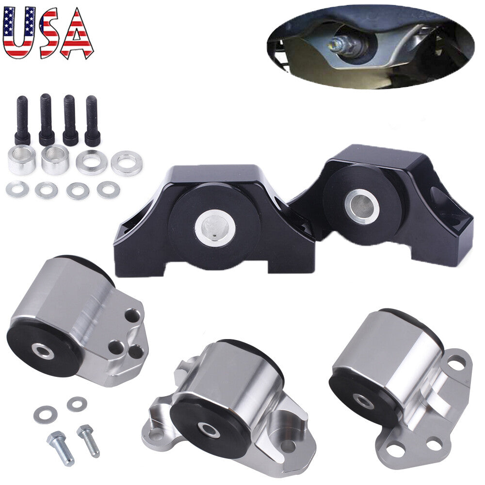 For 96-00 EK B16 B20 D16 2Bolt Chrome Billet Engine Motor Mount Kit B D Q