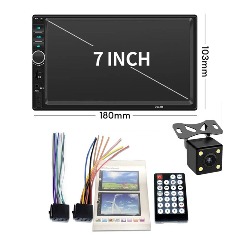 Car Audio 7in Touch Screen Bluetooth Music Playing Wired Carplay With Camera Kit