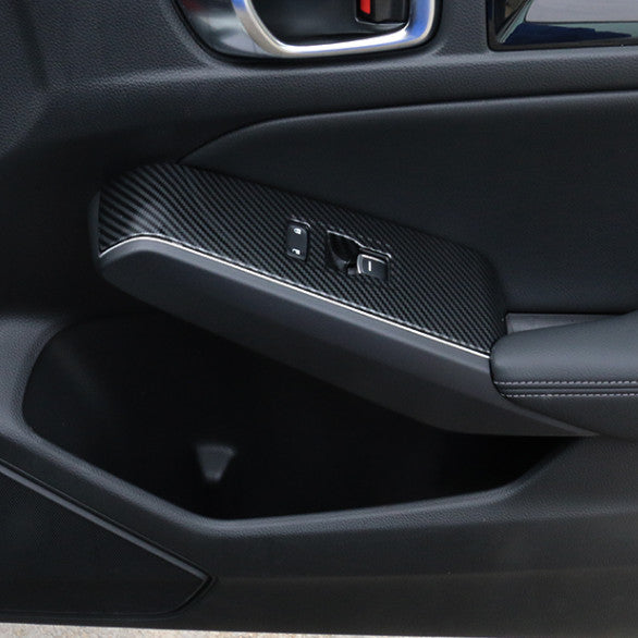 Carbon Fiber Interior Window Switch Panel Cover Trim for Honda for Civic 2022 2023 v
