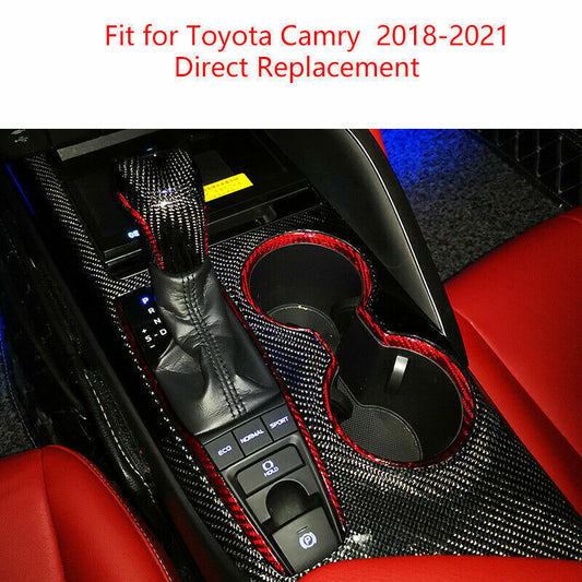 for Toyota for Camry 2018-23 Real Carbon Fiber Central Console Gear Shift Cover Trim