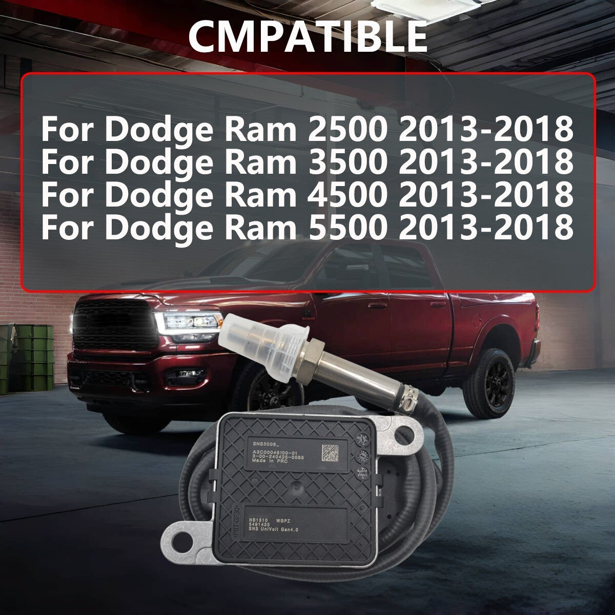 5491433 Nitrogen Oxide (NOx) sensor suitable for Ram 2500-5500 6.7L diesel engines (2013-2018). Q