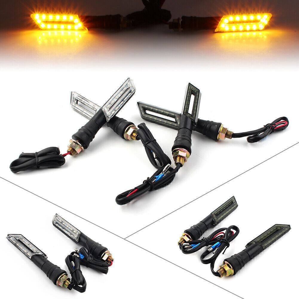 2 x Universal 15 LED Motorcycle Turn Signal Indicators Taillight Amber Light 12V Q