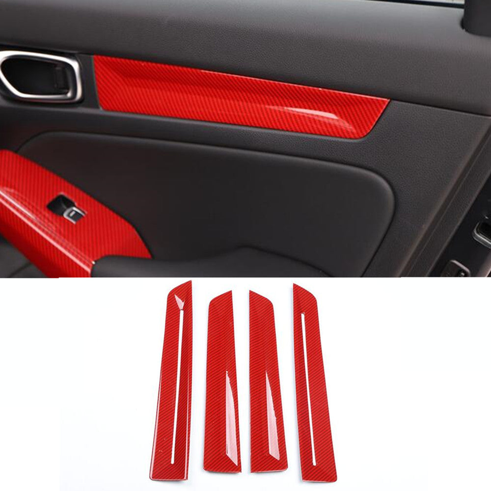22for Honda for CIVIC Full Interior Console Decor Cover 22-25 Trim Red Carbon ABS B n