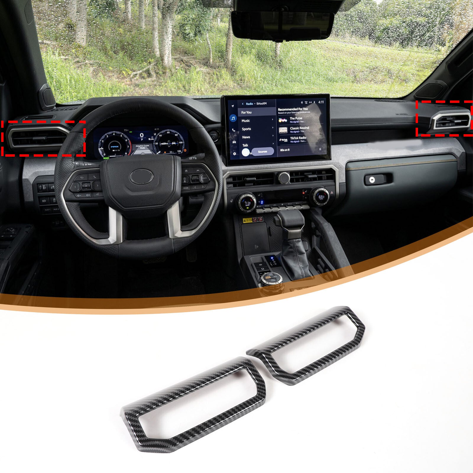 Suitable for 2024 Tacoma Carbon Fiber ABS Front Side Ventilation Cover Trim (2 Pieces) n