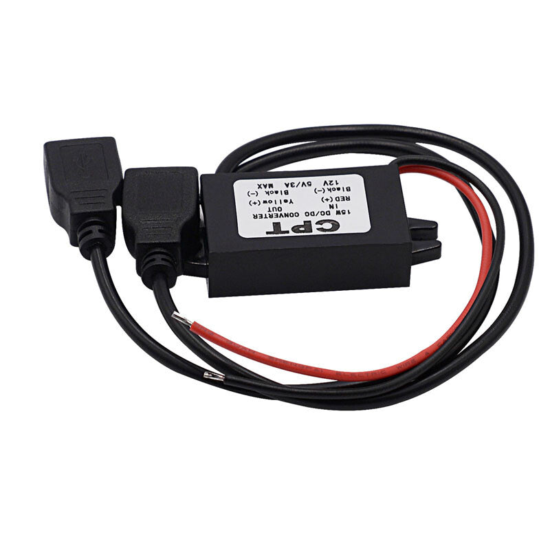 Car 12V to 5V Hard Wired Dual USB Output Power Adapter Charger Dash Cam Kit v