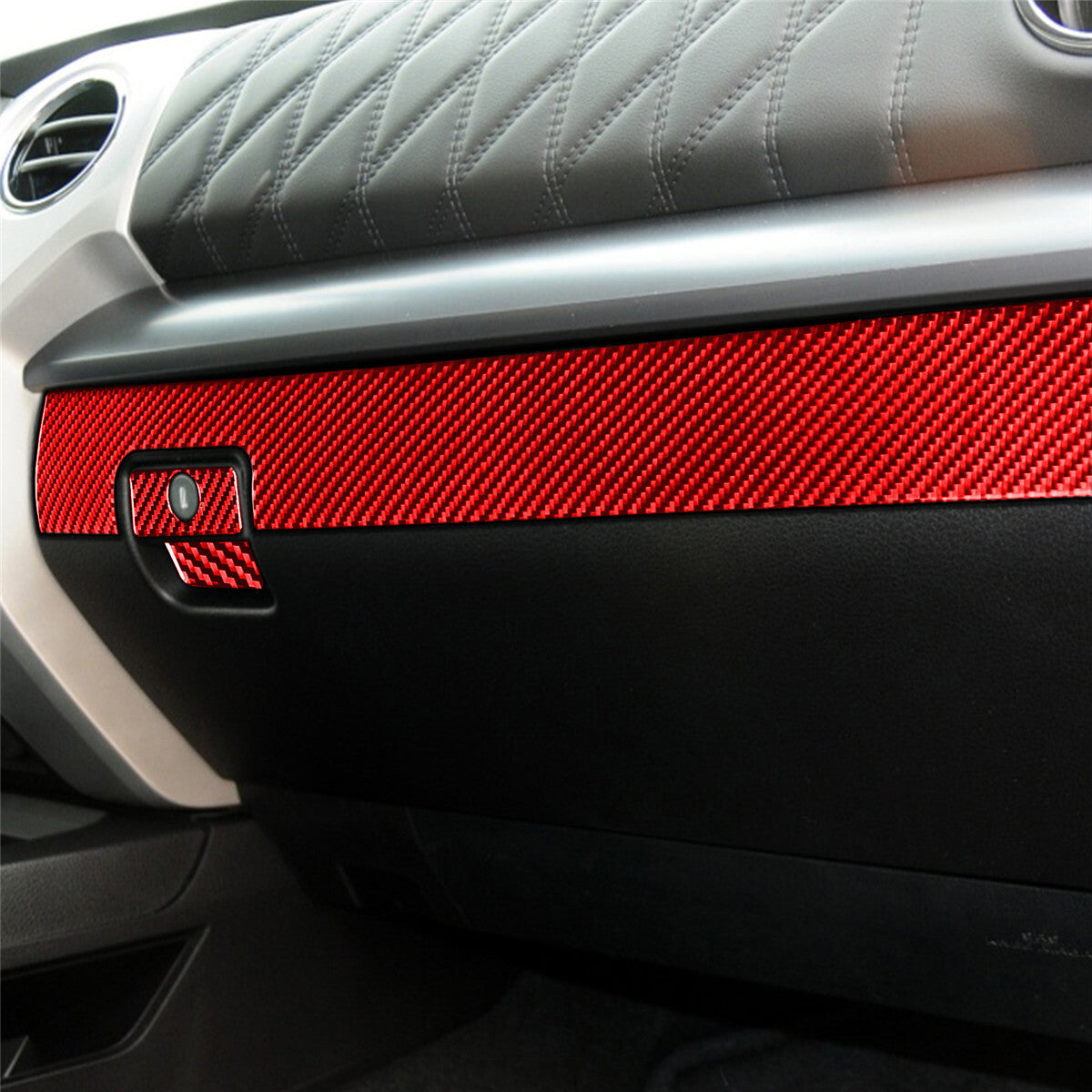 3¡Á Red Carbon Fiber for Co -pilot Glove Box Panel Cover Fit for T@yota Tundr@ 2014-21