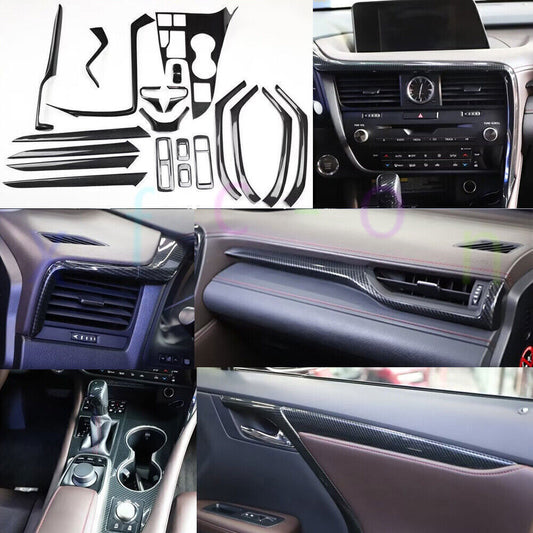 for LEXUS RX350 450h 16-22 Carbon Fiber Inner Decor Accessories Kit Cover Trims