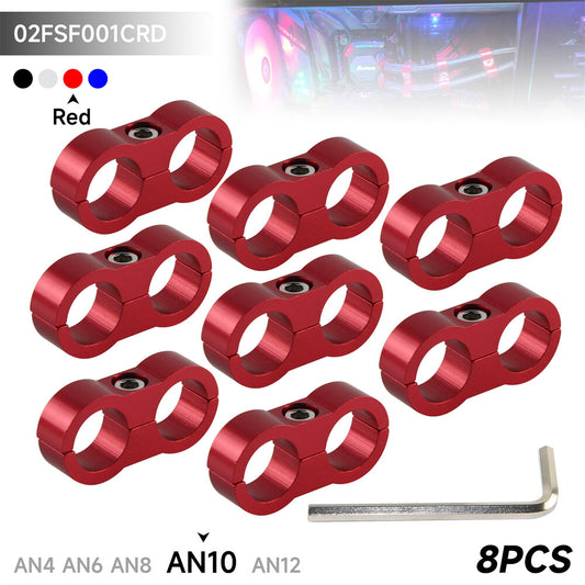 8pcs AN -10 AN10 19MM Red Braided Hose Separator Clamp Fitting Adapter Bracket