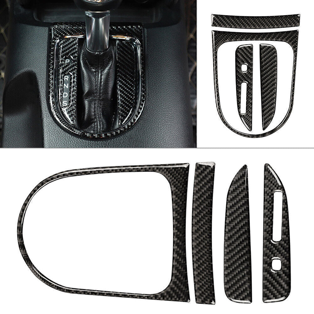 Carbon fiber gear shifter panel cover trim kit for Ford for Mustang 2015 - 2017 16