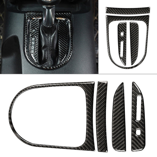 Carbon fiber gear shifter panel cover trim kit for Ford for Mustang 2015 - 2017 16