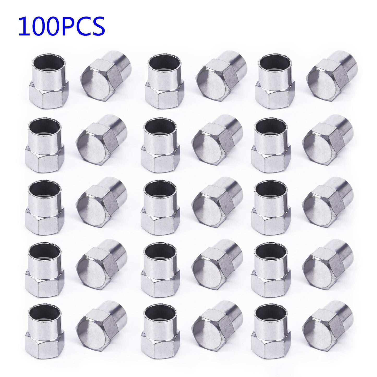 100Pcs Chrome Plated Car Truck Auto Wheels Tire Valve Stem Cap Lid Air Dust-Cove v
