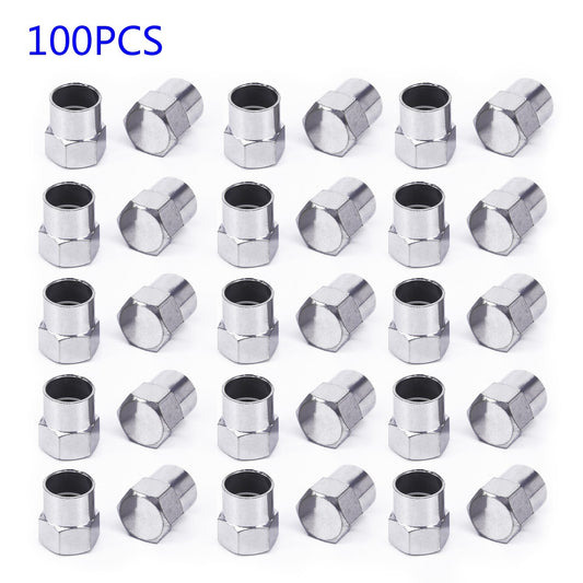 100Pcs Chrome Plated Car Truck Auto Wheels Tire Valve Stem Cap Lid Air Dust-Cove v