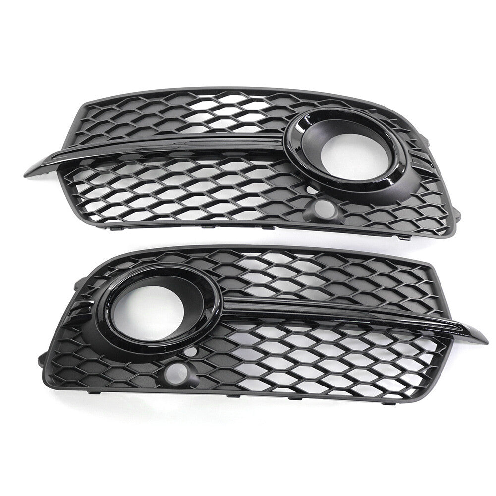 Pair Black Front Bumper Fog Light Grill Grille Cover for Audi Q5 2013-17