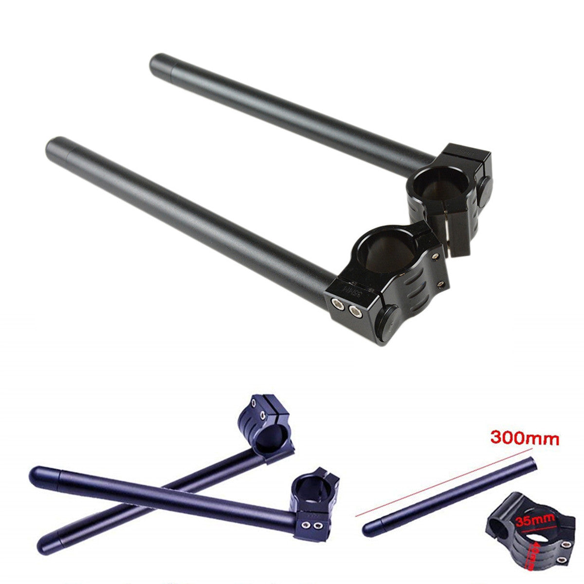 HANDLEBAR, 7/8, CLIP-ON, 35MM, Fork Tube, BLACK, CAFE RACERS, BOBBERS,Universal Q