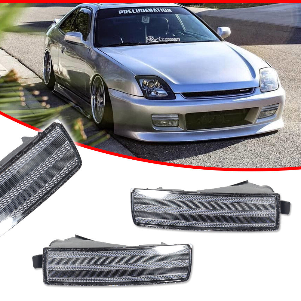 Pair of Clear Bumper Park Signal Light Housings for 1997 - 2001 for Honda Prelude- v