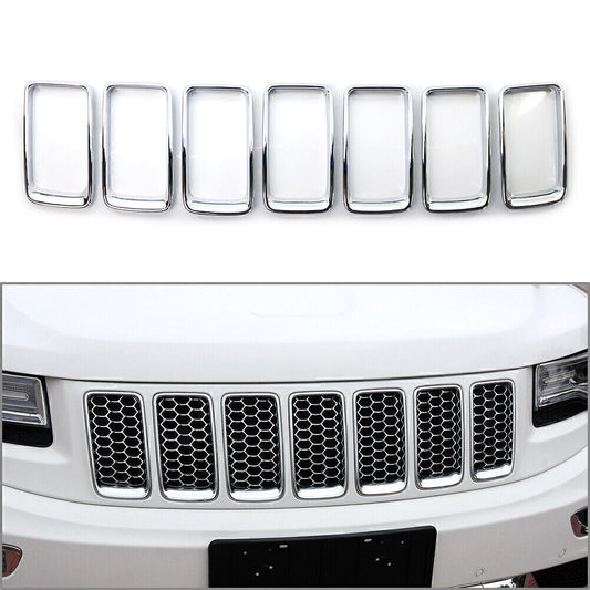 7X Front Grille Grill Inserted Ring Trim Cover for Jeep Grand Cherokee Chrome