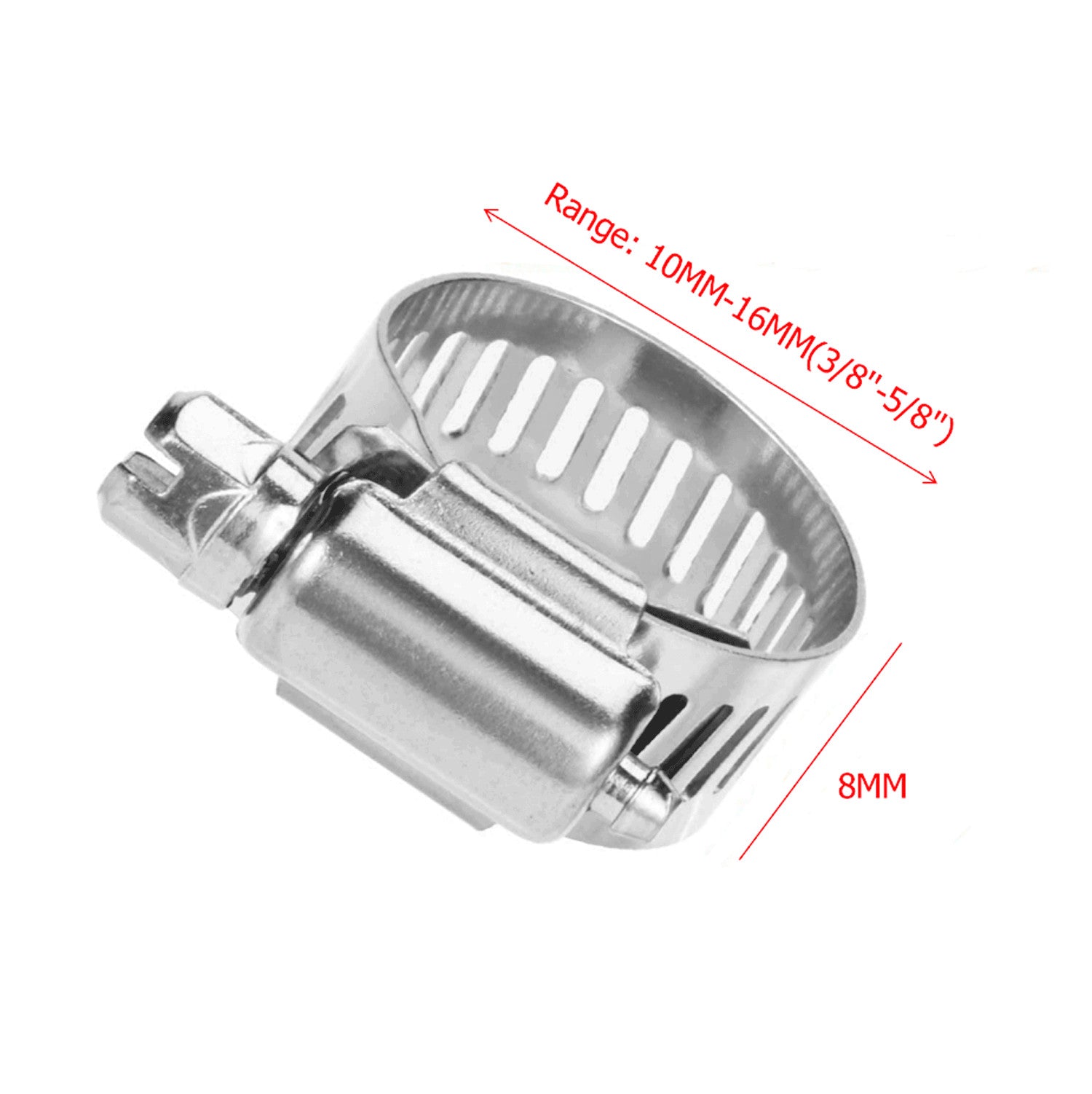 50-pack 3/8 inch - 5/8 inch Adjustable S304 Drive Hose Clamps, Fuel Line Worm Clamps, Hose Clamps